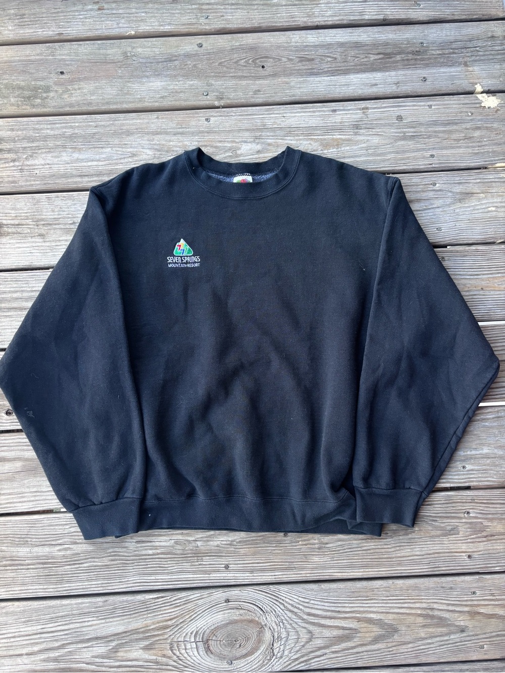 Vintage Seven Springs Mountain Resort Fruit of the Loom Black Crewneck Sweater